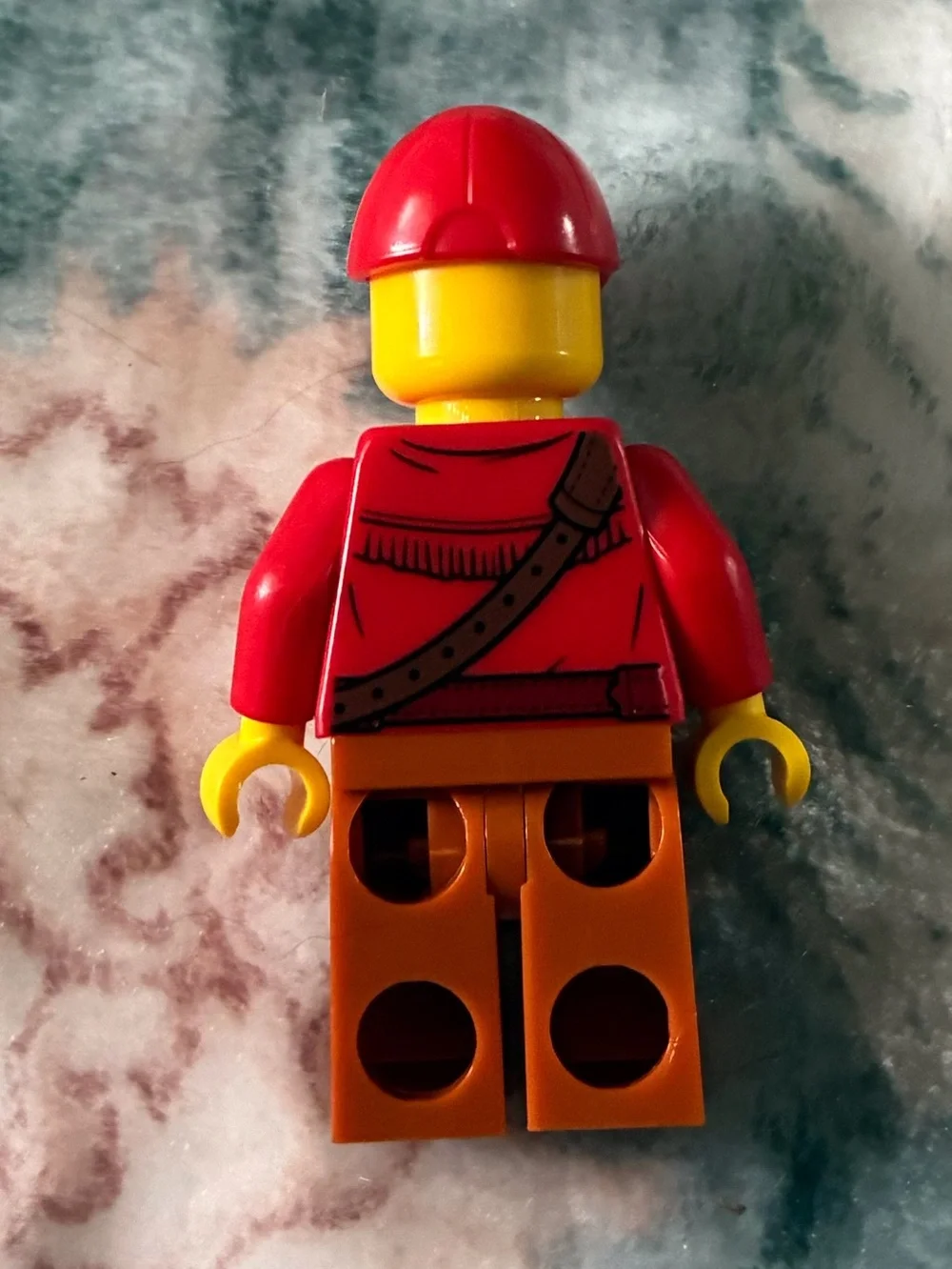 Red-Jacket Mini Figure with Brown Legs and Cap
